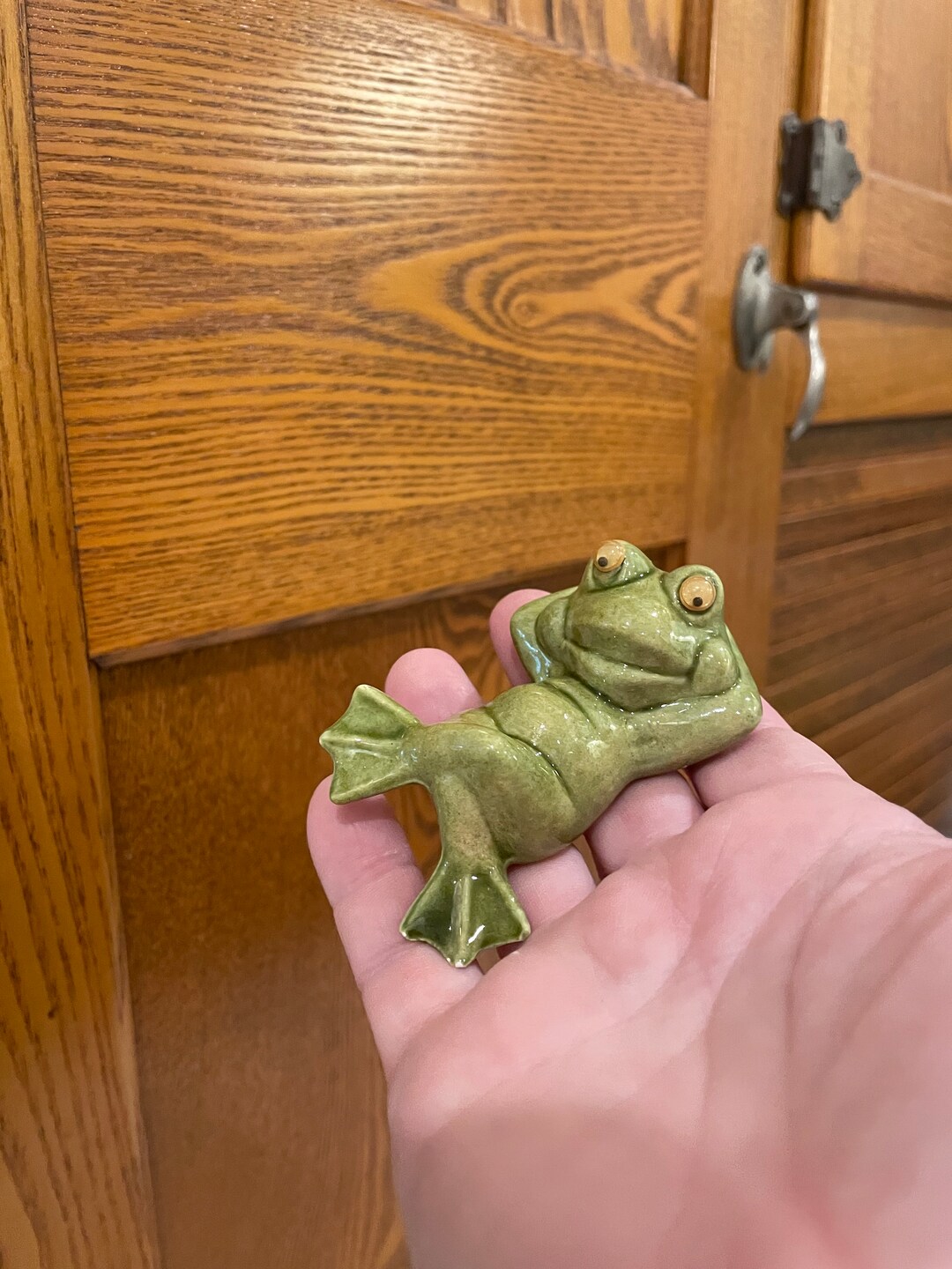 Vintage Ceramic Frog Figurine With Big Eyes Aquarium Decor Etsy