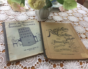 Vintage Music book Singing for the female voice and First grade piano from 1891 and 1934 set of two