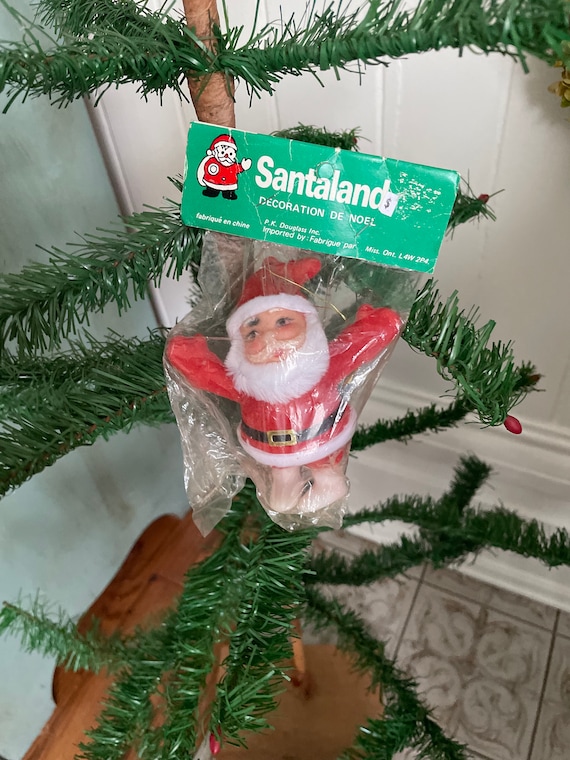 Père Noël Vintage – Déco Noël – Plastique Rouge – Petit Format