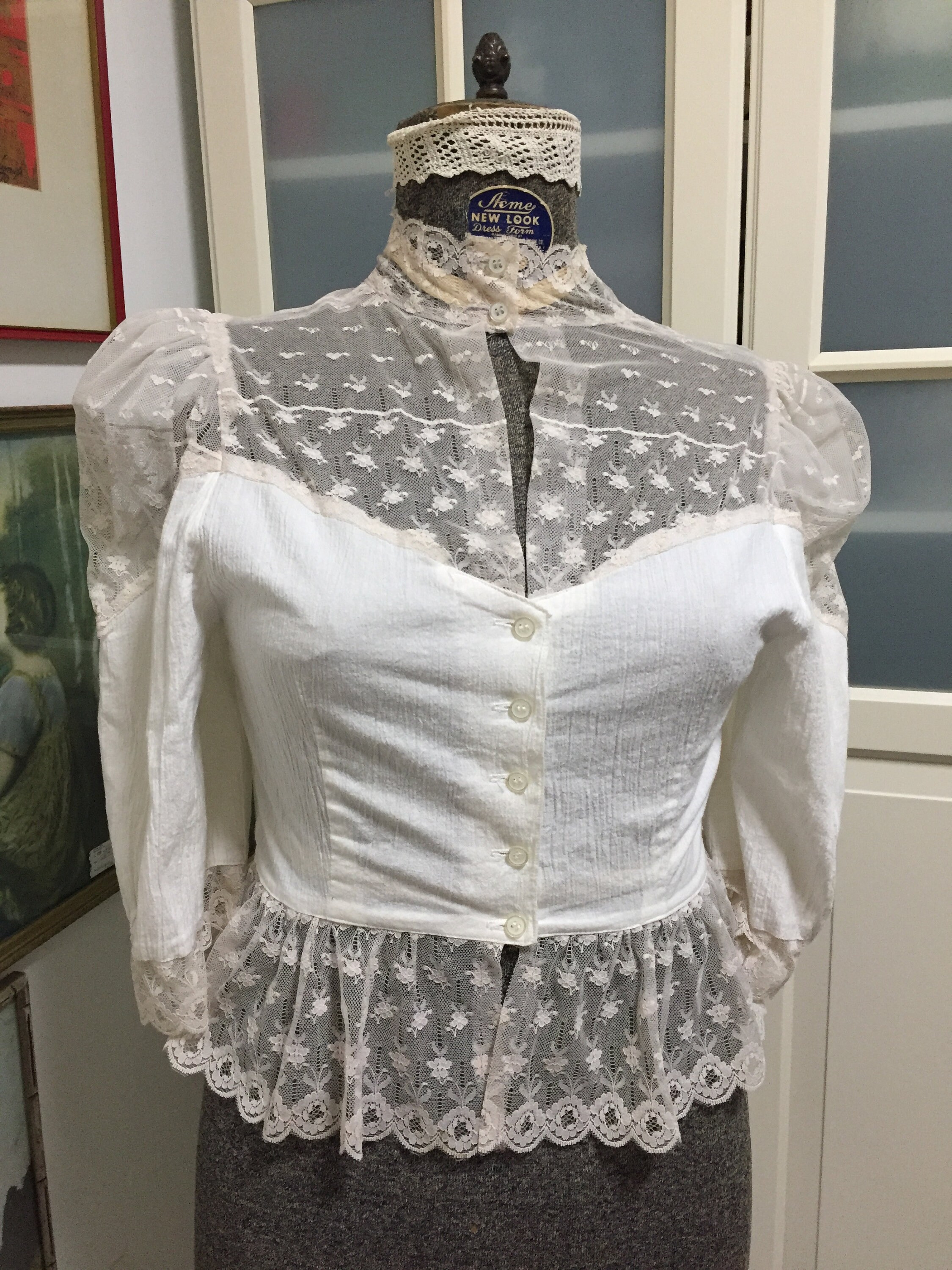vintage】フランス レース ブラウス 白