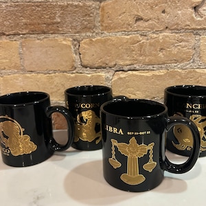 Canecas de horóscopo Signos do zodíaco vendidos separadamente em preto e dourado