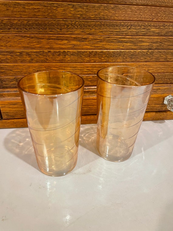 Buy Vintage Peach Lustreware Swirl Drinking Glasses Set of Two 1950s Online  in India - Etsy