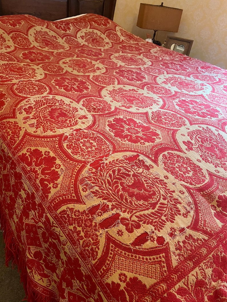 Antique Woven Wool Blanket Colonial Era Morning Glory Etsy