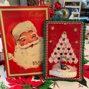 Déco Kitsch de Noël vintage et boîte en carton Père Noël