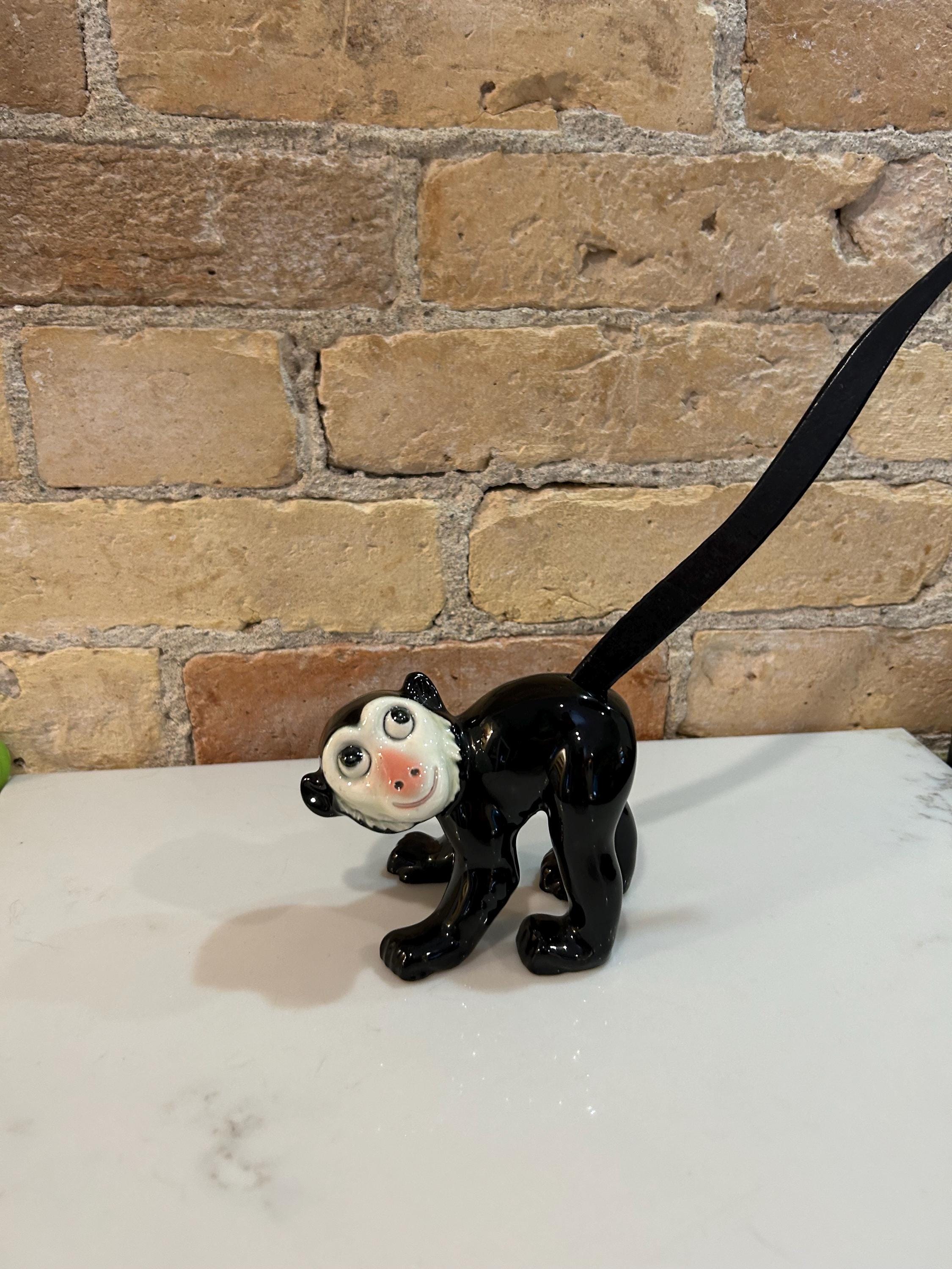 Vintage Brezel Monkey With Wooden Tail Goebel Porcelain Germany
