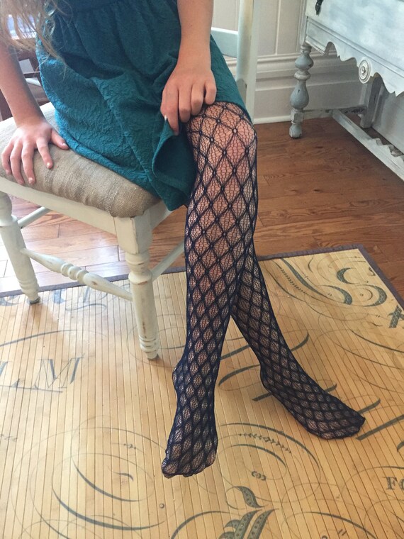 navy blue fishnet tights