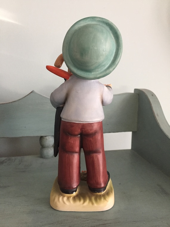 Vintage Figurine Hummel Like Boy With Umbrella Made in Japan