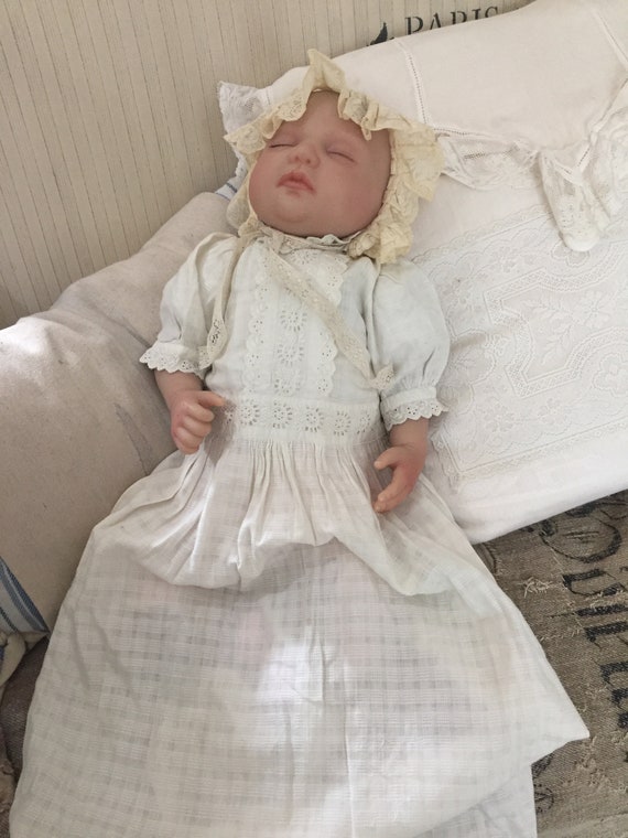 Christening  gown long white baptism dress vintag… - image 10