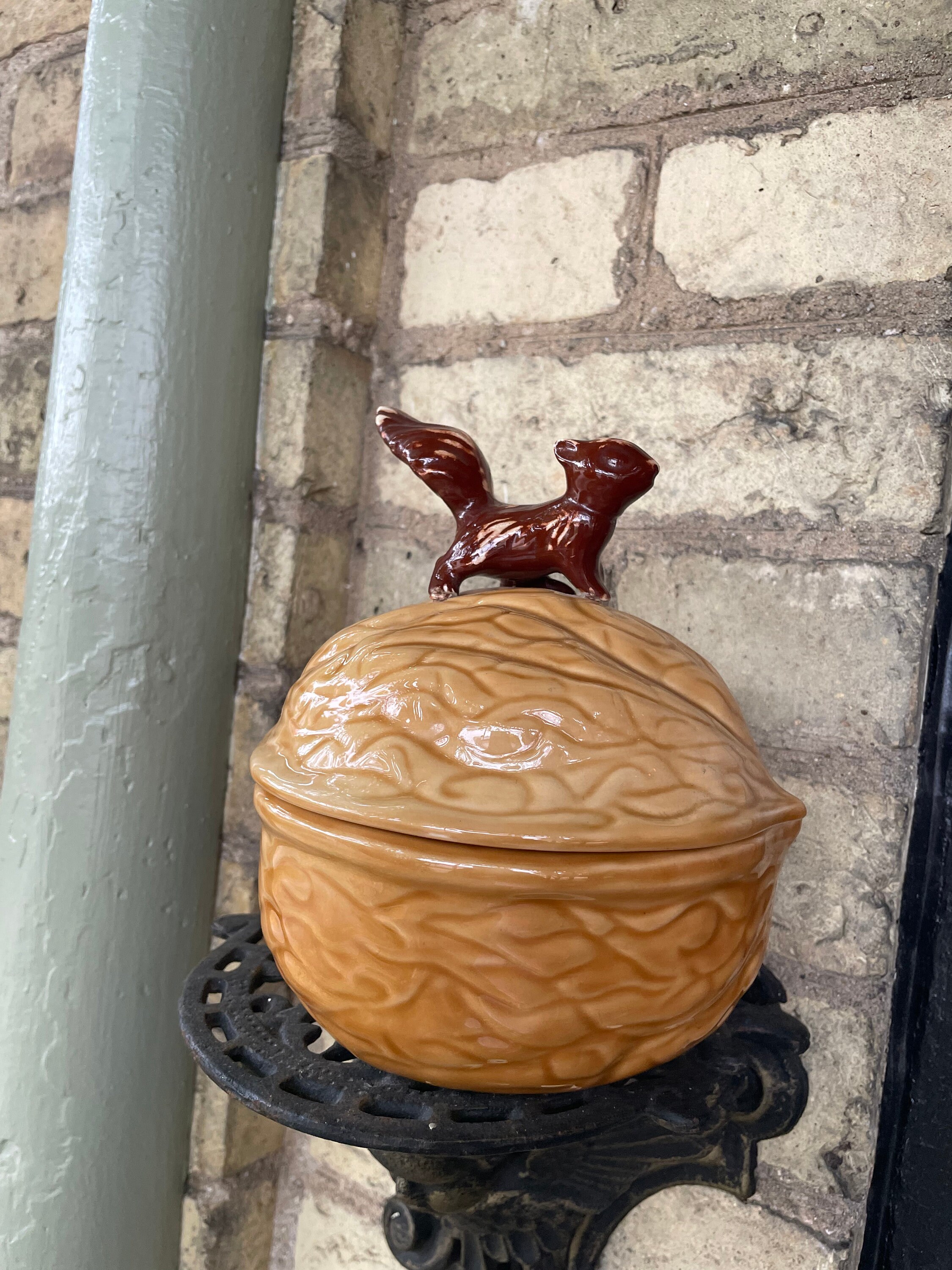 Vintage Squirrel Nut Dish Lidded Ceramic 1979 Etsy