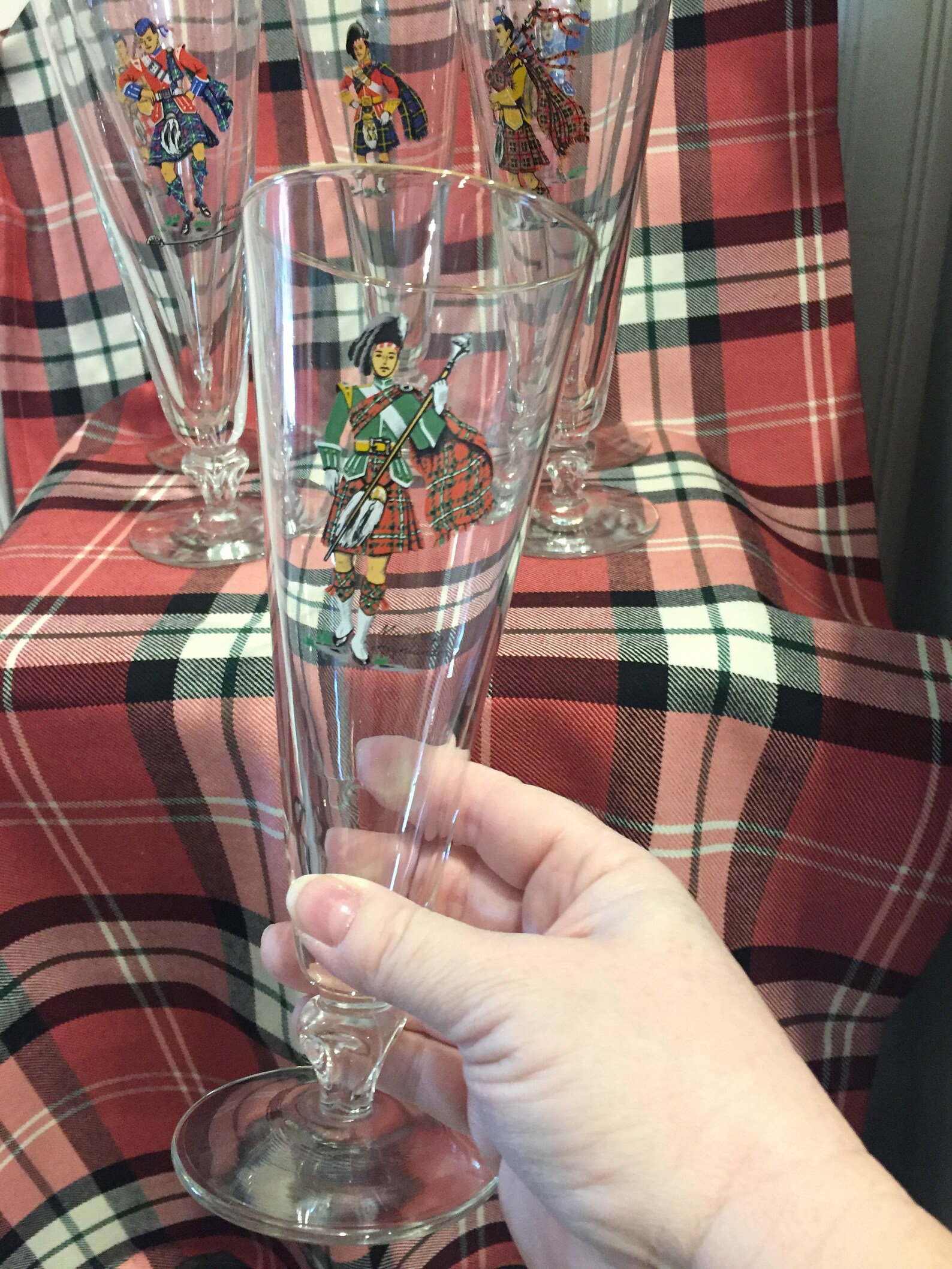 Vintage Scottish Highlander Pilsner Beer Glasses Set of 6 Etsy