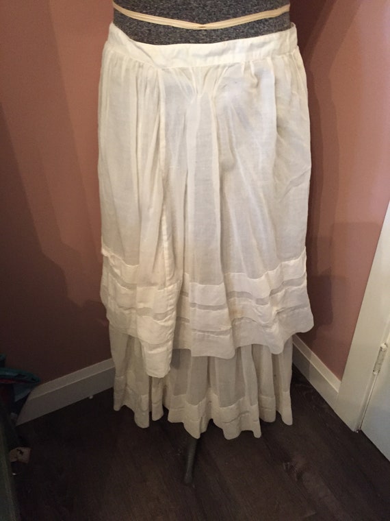 Antique Petticoat 1800s White cotton Muslin Skirt… - image 8