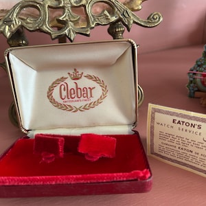 vintage Jewelers Watch box Clebar Switzerland Red velvet 1960s