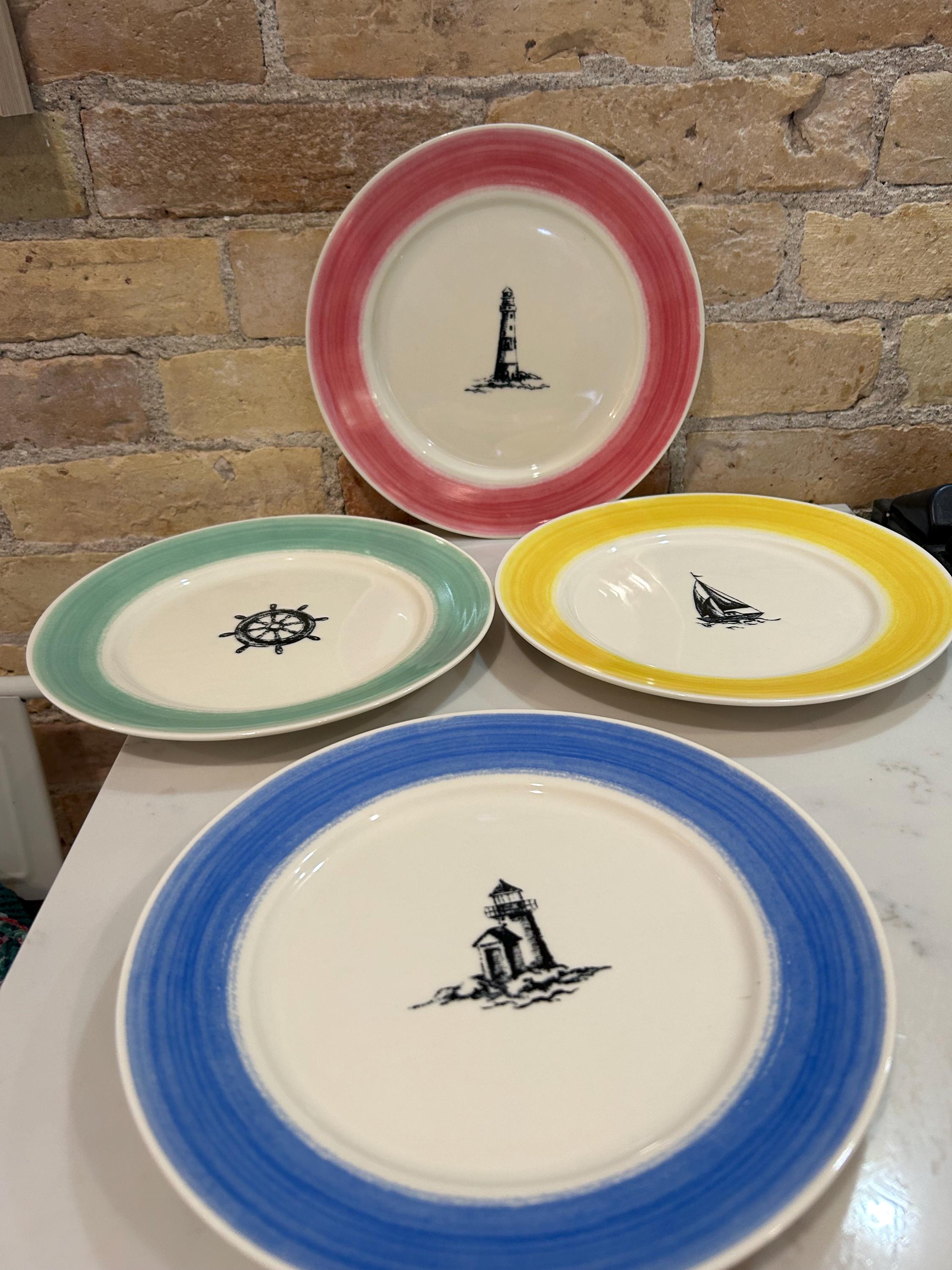 Vintage Ralph Lauren Maritime Striped Nautical Plates Set of 4