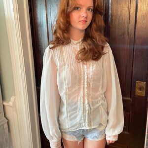 White lace Victorian Blouse size medium (as is)