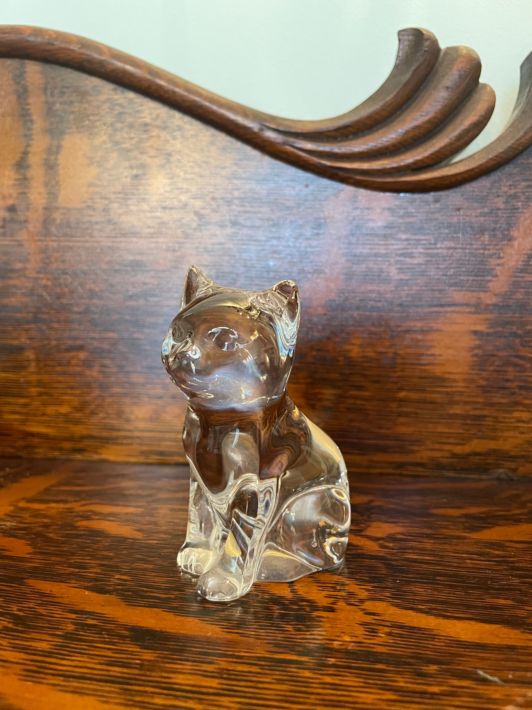 ヴィンテージ プリンセス ハウス クリスタル キャット アート ガラス 