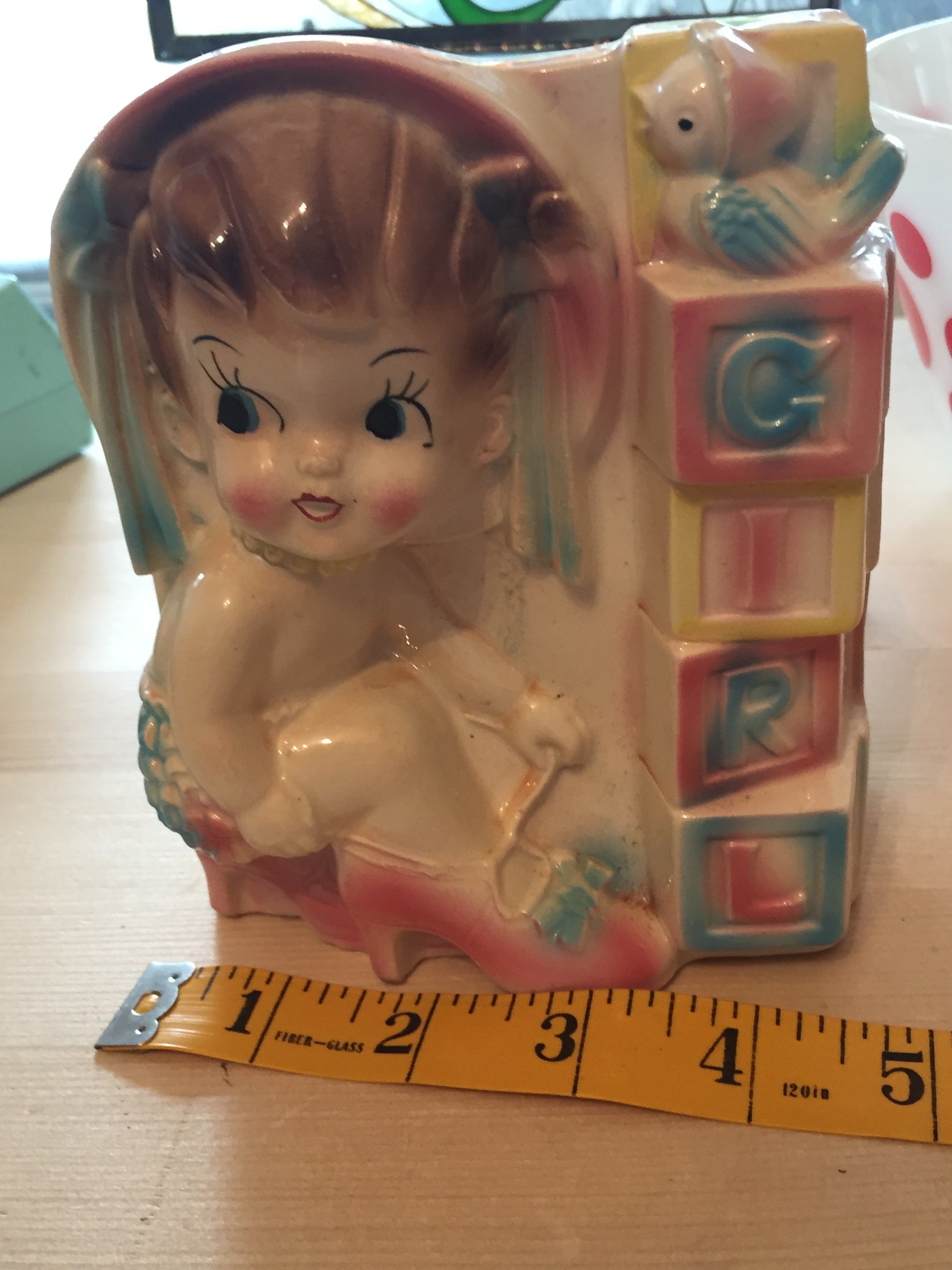 ヴィンテージ ルーベンズ ベビーガール プランター ツインテールと