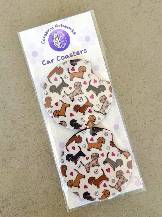 Car Coaster Set of 2 Dachshund Dog Lover Gift