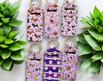 Animal Print Lip Balm Keychain Holder Dog & Cat Lover Gift