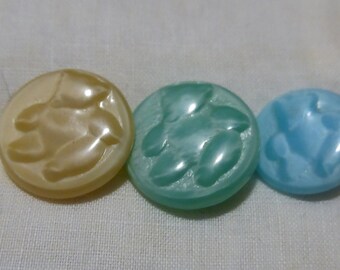 vintage buttons 3 Glass Teddy Bear buttons.