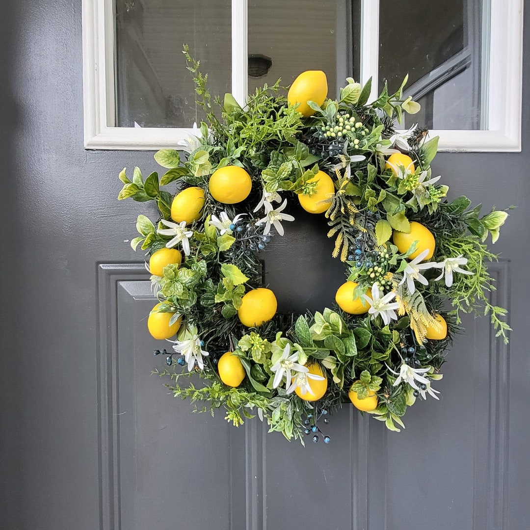Mini Lemon Wreath, Small Wreath, Kitchen Wreath, Pantry Door Wreath