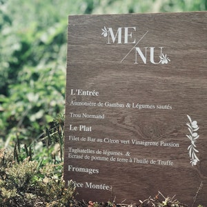 Menu sur planche