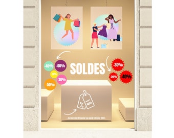 Stickers vitrine soldes magasins