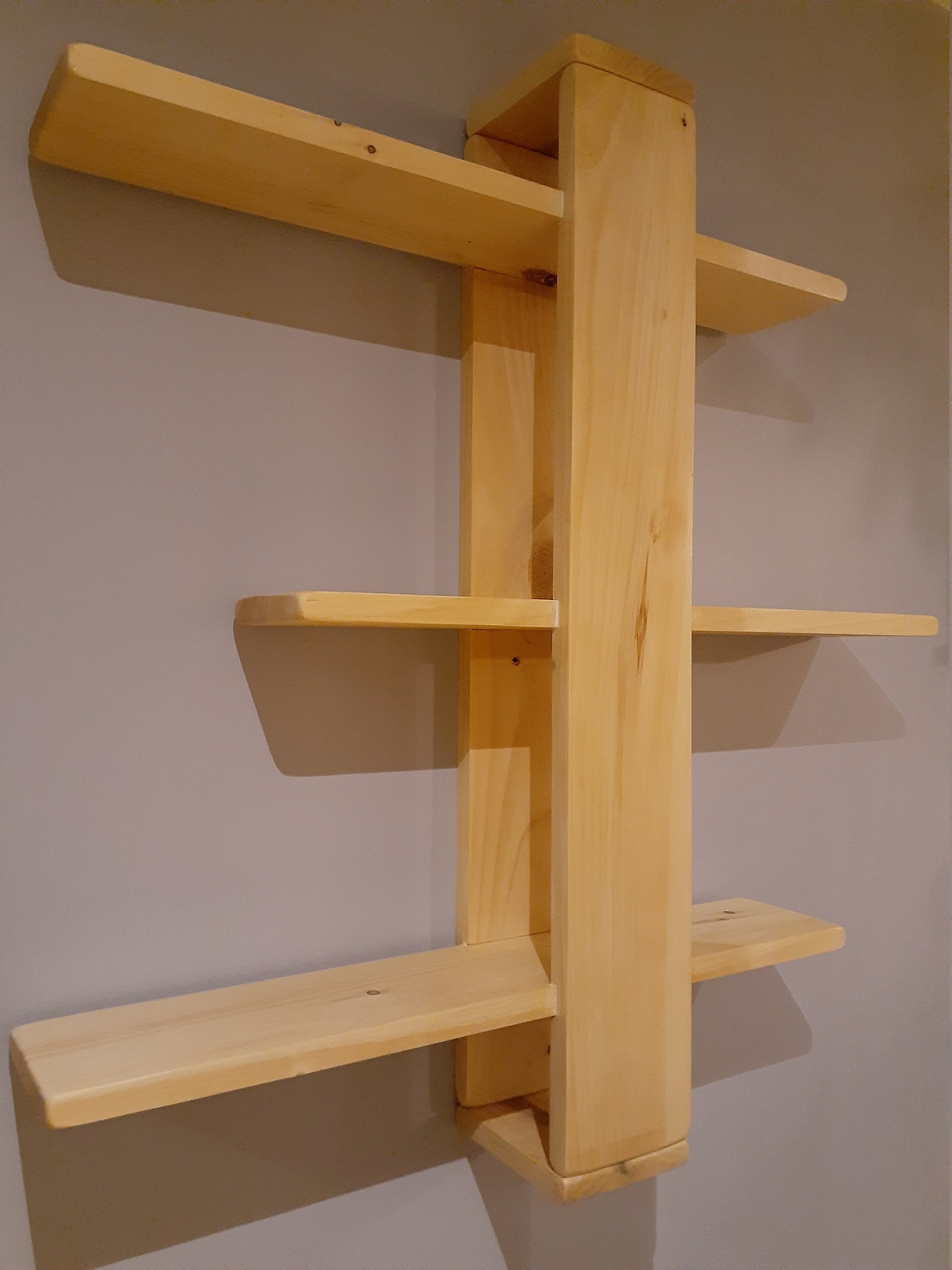 Wood Shelf Floating Wooden Shelf 3Tier Shelf Natural Wood Etsy