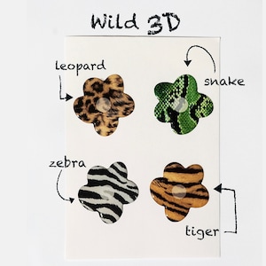3D-stickers Dierenprint Luipaard Zebra Slang Tijger Voor telefoon Epoxystickers Cadeau voor vriend Zonnebloem Bloem schattig Safari bloemen Daisy