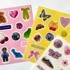 3D Sticker Sheet, süsser, bauschiger Aufkleber für Laptop, Handy, Kindle, Zitrone, Kirschen, Marienkäfer, Schmetterling, Blume, Schleife, Eiscreme