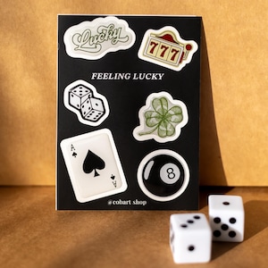 Feuille d'autocollants 3D Feeling Lucky - Stickers époxy gonflés esthétiques pour ordinateur portable, téléphone, Kindle et plus