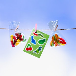 3D Sticker Pack Gummy Worms Aesthetic Puffy Sticker Sheet – Cute Epoxy Stickers for Laptop, Phone, Kindle
