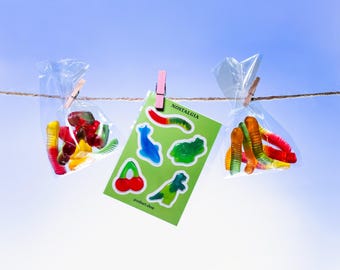 Confezione di adesivi 3D Gummy Worms, foglio di adesivi estetici soffici – Adesivi epossidici carini per laptop, telefono, Kindle