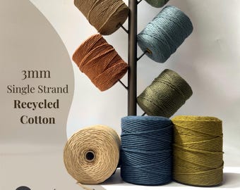 3mm Recycled Macrame String/1000 ft Coloured Macrame Cord/Soft Cotton Rope/100% Recycled Cotton/DIY Macrame Leaves feathers wristlets