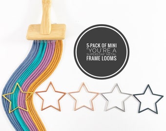 Star Ornament / Mini Macrame Frames / Holiday Metal Charm / Star Shaped Mini Loom / Mini Weaving Loom / Xmas Craft Idea