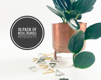 10-Pack Of Triangle Shaped Pendants / Geometric Metal Jewelry Findings / Metal Charms for Macrame Jewelry / DIY Earrings / Beading Crafts