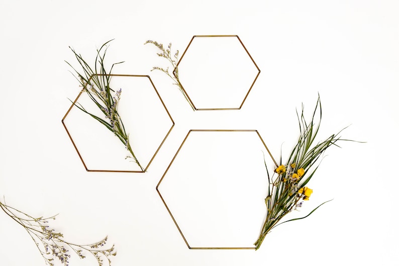 Copper Coloured Hexagon Frame/Macrame/Dreamcatcher/Craft frames/Brass Geometric Shapes/Geometric Macrame Wall Hanging/Macrame Frames/Copper image 4