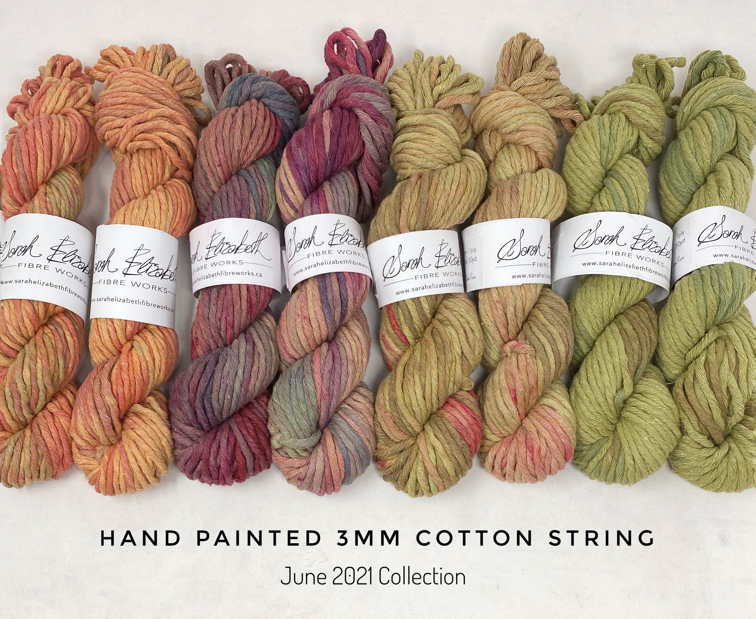 Hand Painted Recycled Cotton Rope / Naturally Dyed Cotton Yarn / Wate…