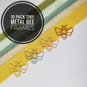 Tiny Metal Bee Frames / Bee Charms / Mini Crescent Bumble Frame / Apiary Decoration / Bee Shaped Beads / Bee Pendant