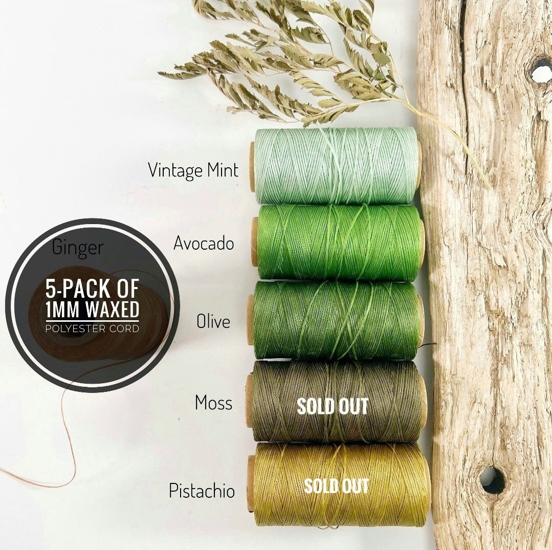 1mm Waxed Polyester Cord / 5-pack Choose Your Own Colours / Flat Waxed  Polyester / Waxed Thread / Waxed Knotting Cord