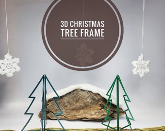 3D Christmas Tree Frame / Metal Holiday Tree Loom / Minimalist Holiday Ornament / Standing Metal Loom / 3D Woven Christmas Tree