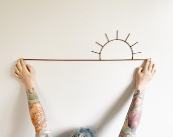 Metal Sun /Copper Coloured Sun Frame/Macrame/Suncatcher /Crescent Moon/Geometric Shapes/Geometric Macrame Wall Hanging/Half Circle Sun Loom