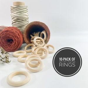 Bulk Wooden Rings / 10-pack Beech Wood Rings / Natural Wood / Rattle Toy Ring / Natural Wooden Mobile Rings / Pacifier Wooden Rings