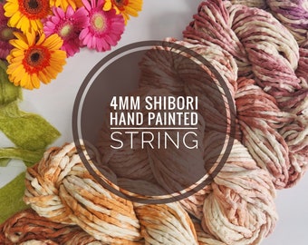 Shibori Hand-Dyed Rope / 4mm Cotton Macrame String / Hand Dyed Macrame String / Hand Painted Fibre / Ombre Macrame String / Shibori Weaving