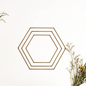 Copper Coloured Hexagon Frame/Macrame/Dreamcatcher/Craft frames/Brass Geometric Shapes/Geometric Macrame Wall Hanging/Macrame Frames/Copper image 3