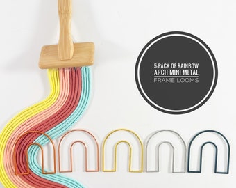Rainbow Ornament / Mini Macrame Frames / Holiday Metal Charm / Rainbow Shaped Mini Loom / Mini Weaving Loom / Xmas Craft Idea