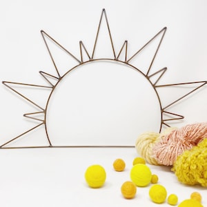 Copper Sun Frame: Geometric Macrame Wall Hanging (20x14 inch)