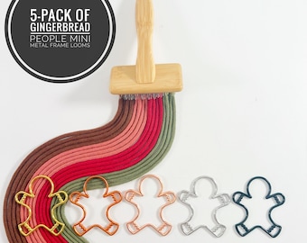 Gingerbread Person Metal Charm: Mini Macrame Loom Frames (Set of 5)