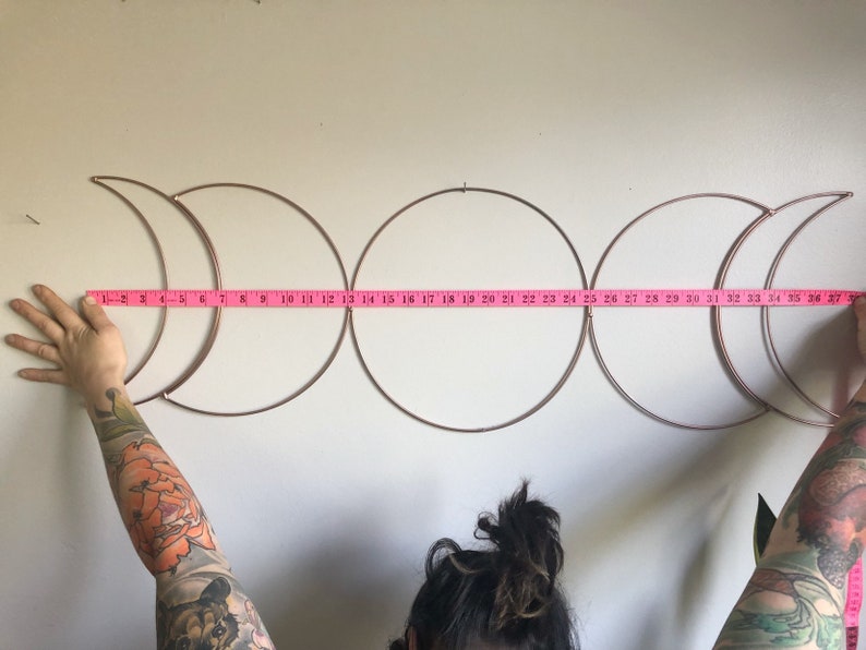 Copper Coloured Moon Phase Wall HangingMacrame Supplies Dreamcatcher Moon Phase FrameCrescent MoonCelestial Wall HangingLunar Decor