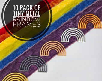 Tiny Metal Rainbow Frames - Boho Charms (Pack of 10)