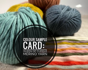 Sample Card / Colour Swatch / Merino Wool Collection Colour Samples / Queen of Cuddle Merino Samples / Knitting Merino / Weaving Merino